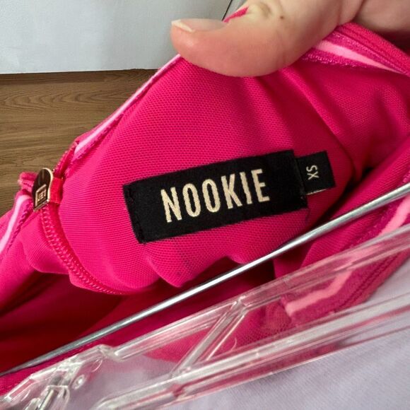 NOOKIE Cherish Paris Hot Pink Strapless Front Slit Maxi Gown Dress Size … - Picture 6 of 9